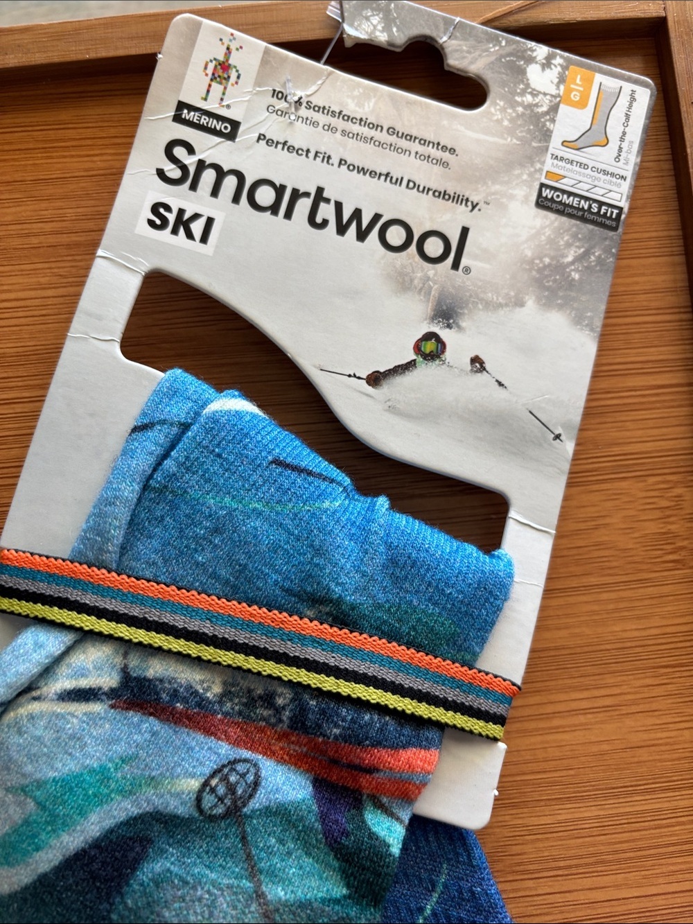 Smartwool Women’s Ski Crew Socks Blue, Teal & Orange, Targeted Cushion - Picture 2 of 5